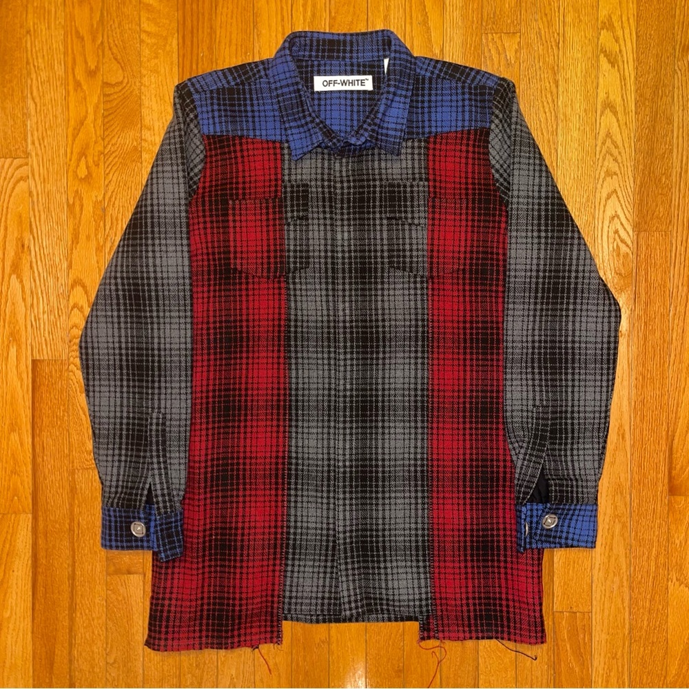 Off-White Patchwork Heavy Wool Flannel - Lightly … - image 1